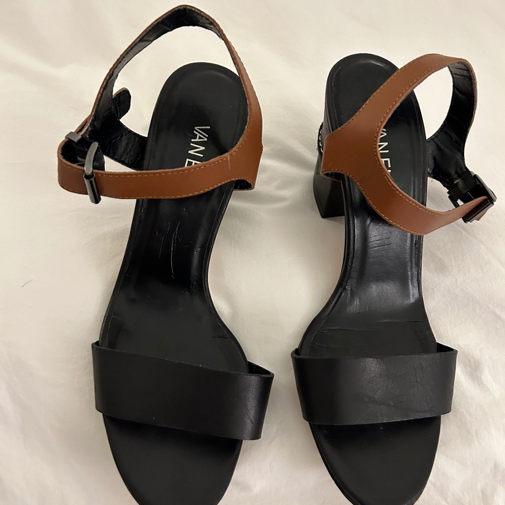 Vanelli Black Sandal with Tan strap